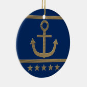 金ゴールドいかりのネイビーブルー セラミックオーナメント (右)