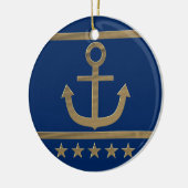 金ゴールドいかりのネイビーブルー セラミックオーナメント (左)