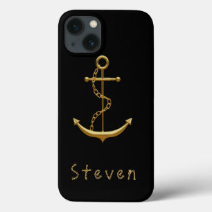 金ゴールドいかりの黒航海の名 iPhone 13ケース