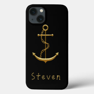 金ゴールドいかりの黒航海の名 iPhone 13ケース