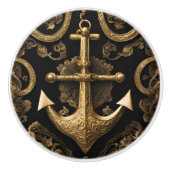 金ゴールドいかりオンブラック セラミックノブ (正面)