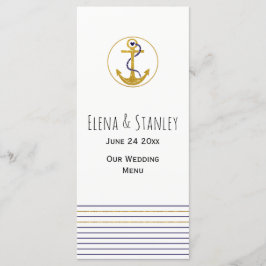 金ゴールドいかりストライプと航海ののメ結婚ニュー・カード メニュー