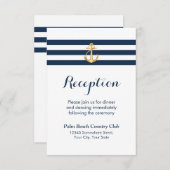 金ゴールドいかりネイビストライプー航海のウェディング 招待状 (正面/裏面)