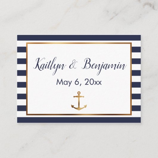 金ゴールドいかりネイビーとホワイトストライプ詳細カード エンクロージャーカード (裏面)
