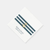 金ゴールドいかりネイビーストライプブル航海の結婚ズ スタンダードカクテルナプキン (角)