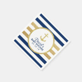 金ゴールドいかりネイビーストライプ金ゴールド航海のベビーシャワー スタンダードカクテルナプキン (角)
