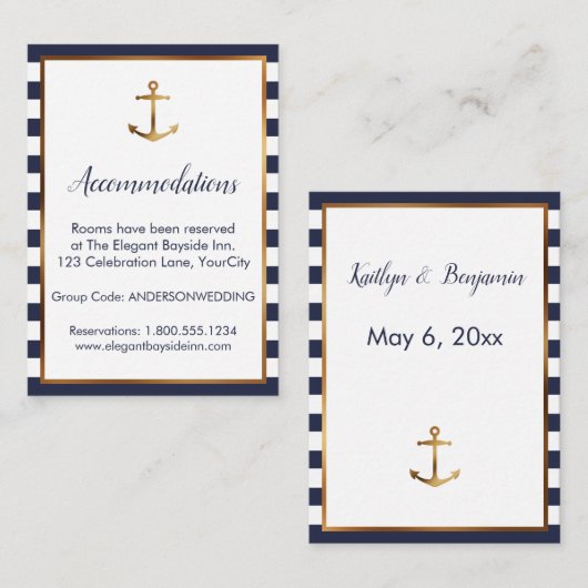 金ゴールドいかりネイビーホワイトストライプズ宿泊カード エンクロージャーカード (正面/裏面)