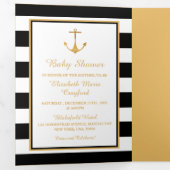 金ゴールドいかりブラック&ホワイトストライプベイビーシャワースイート 三つ折り招待状 (内部最初)