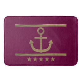 金ゴールドいかりワインレッド背景 バスマット