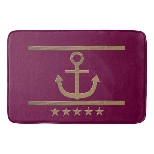 金ゴールドいかりワインレッド背景 バスマット (正面)