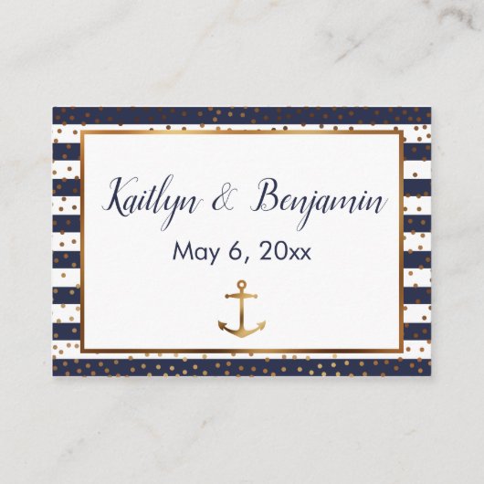 金ゴールドいかり紙吹雪ネイビーストライプ詳細カード エンクロージャーカード (裏面)