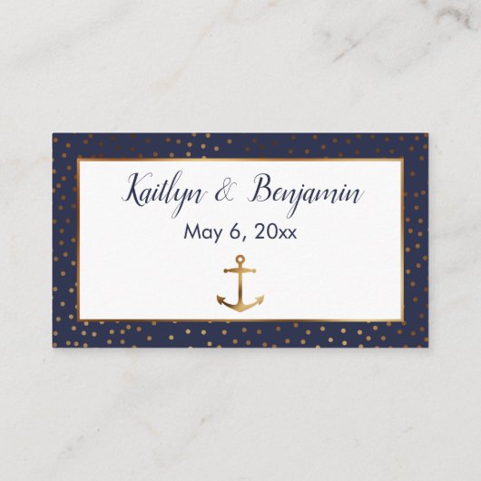 金ゴールドいかり紙吹雪、ネイビーありがとうカードを挿入 エンクロージャーカード (裏面)