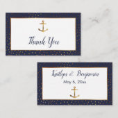 金ゴールドいかり紙吹雪、ネイビーありがとうカードを挿入 エンクロージャーカード (正面/裏面)