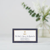 金ゴールドいかり紙吹雪、ネイビー結婚ズのレジストリカード エンクロージャーカード (スタンド正面)