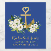 金ゴールドいかり航海のフローラ結婚 ワインラベル (シングルラベル)