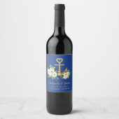 金ゴールドいかり航海のフローラ結婚 ワインラベル (正面)