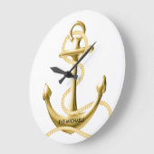 金ゴールドいかり航海の壁時計パーソナライズされた ラージ壁時計 (傾斜)