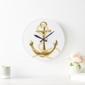 金ゴールドいかり航海の壁時計パーソナライズされた ラージ壁時計 (ホーム)