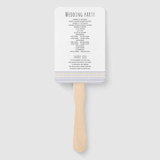 金ゴールドいかり、海軍ストライプの航海の結婚式 ハンドファン (裏面)