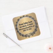 金ゴールドうろこ農家市場食品ラベル スクエアシール (封筒)