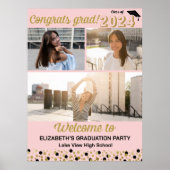 金ゴールドおめでとうグラード3フォトコラージュウェルカムサイン ポスター (正面)