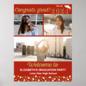 金ゴールドおめでとうグラード3フォトコラージュウェルカムサイン ポスター (正面)