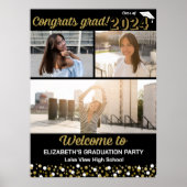 金ゴールドおめでとうグラード3フォトコラージュウェルカムサイン ポスター (正面)