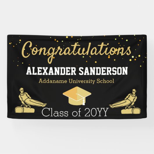 金ゴールドおめでとう体操卒園バナー 横断幕 (横)