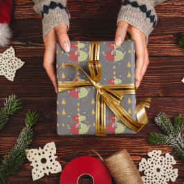 金ゴールドおもしろいツリークリスマスカスタムフォトホリデー ラッピングペーパー
