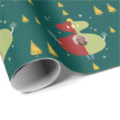 金ゴールドおもしろいツリークリスマスカスタムフォトホリデー ラッピングペーパー (ロールコーナー)