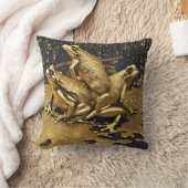 金ゴールドおもしろいドリップ付きカエル クッション (ブランケット)