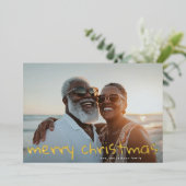 金ゴールドおもしろいメリークリスマス家族の写真 箔シーズンカード (立ち正面)