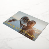 金ゴールドおもしろいメリークリスマス家族の写真 箔シーズンカード (回転した状態)