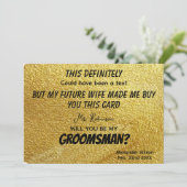 金ゴールドおもしろいモダンGroomsmen 招待状 (スタンド正面)