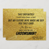 金ゴールドおもしろいモダンGroomsmen 招待状 (正面/裏面)