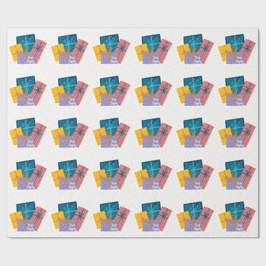 金ゴールドおもしろいレッドホワイトグリーンパインクリスマスプレゼント ラッピングペーパー (フラット)