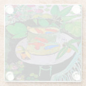 金ゴールドおもしろい魚類焙煎機 ガラスコースター (裏面)