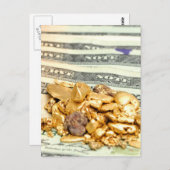 金ゴールドおよびお金 ポストカード (正面/裏面)