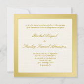 金ゴールドおよびアイボリーの調子のユダヤ人の結婚式招待状 招待状 (裏面)