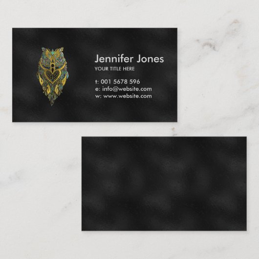 金ゴールドおよびアワビの種族のフクロウ 名刺 (正面/裏面)