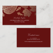 金ゴールドおよびエレガントなバーガンディの紅葉 名刺 (正面/裏面)