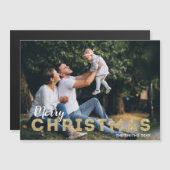 金ゴールドおよびグリッターのクリスマスの磁気写真カード (正面/裏面)