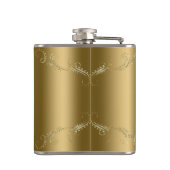 金ゴールドおよびグリッターフローラフレームの金ゴールド フラスク (裏面)