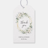 金ゴールドおよびグリーン幾何学フローラブライダルシャワー ギフトタグ (裏面)
