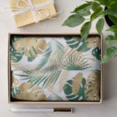 金ゴールドおよびグリーン熱帯葉 薄葉紙 (ギフト)