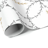 金ゴールドおよびグレーエレガントクラシックヴィンテージパターン ラッピングペーパー (ロールコーナー)