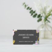 金ゴールドおよびグレーホームおよびオフィスのクリーニングサービス 名刺 (スタンド正面)