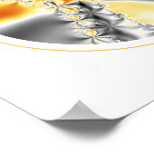 金ゴールドおよびグレー対称フラクタル ポスター (角)