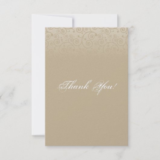 金ゴールドおよびシャンペンの渦巻は感謝していしています サンキューカード (正面)