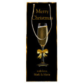 金ゴールドおよびシャンペン黒いガラス ワインギフトバッグ (裏面)